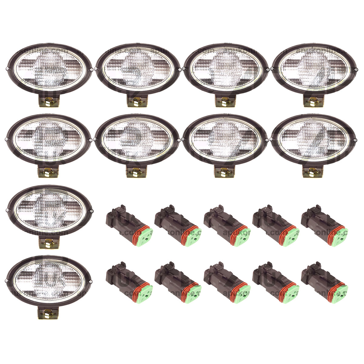 10X Work Light Oval 12V Lamp Digger Spot Fog &amp; Plug for JCB 3CX Backhoe 4CX