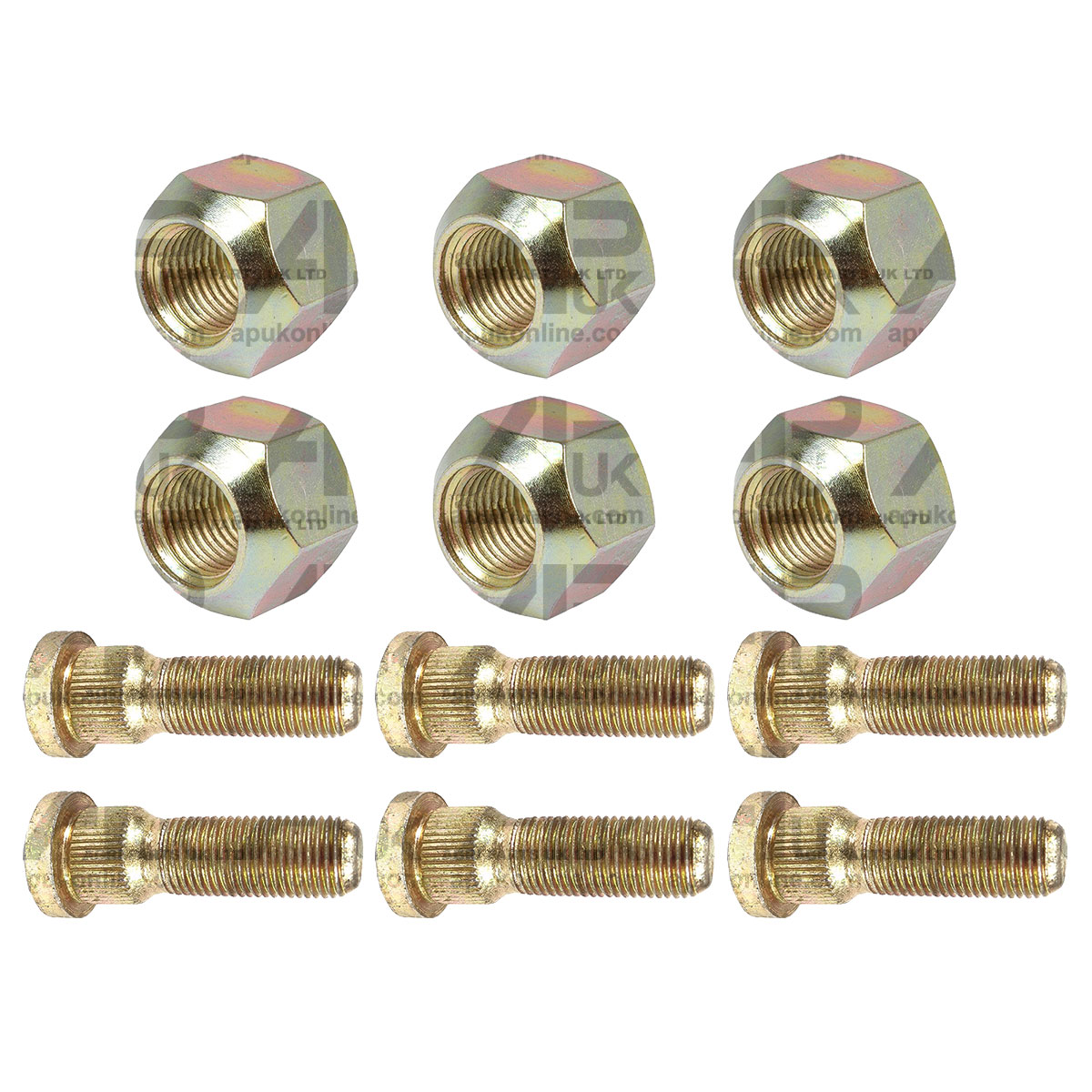 6x Front Wheel Studs &amp; Nuts for Ford 2000 3000 3600 4000 4600 5000 5610 Tractor