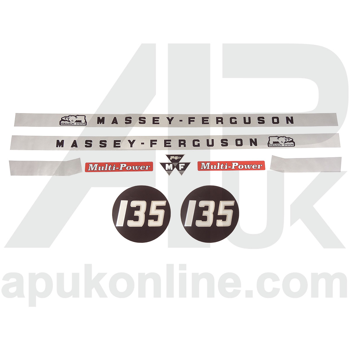 9 pcs Hood Bonnet Decal Sticker Set for Massey Ferguson 135 MF135 Tractor