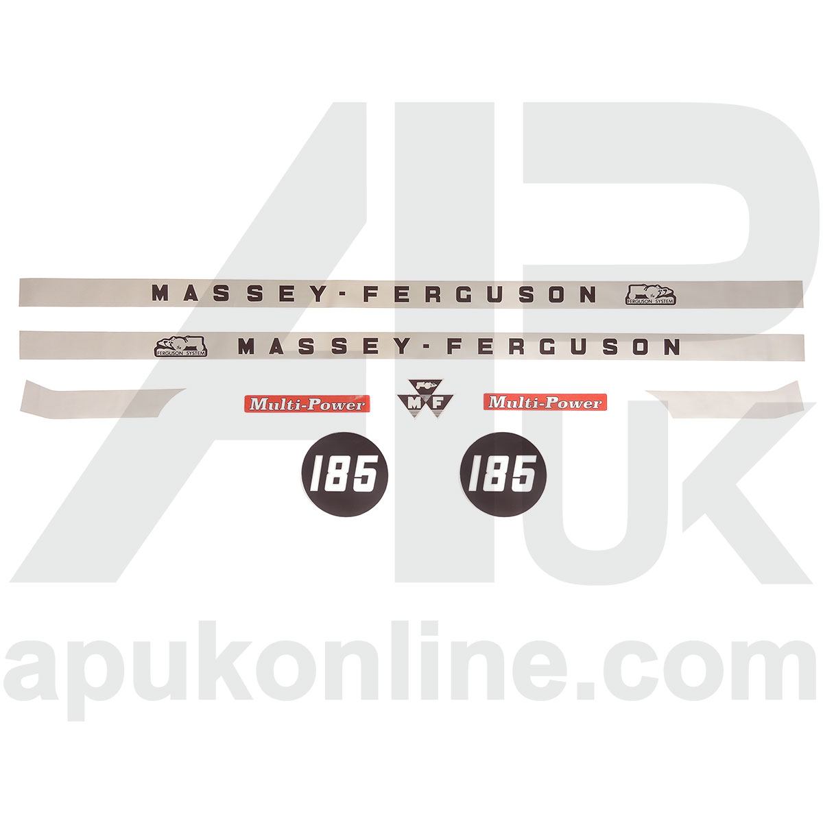 9 pcs Hood Bonnet Decal Sticker Set for Massey Ferguson 185 MF185 Tractor