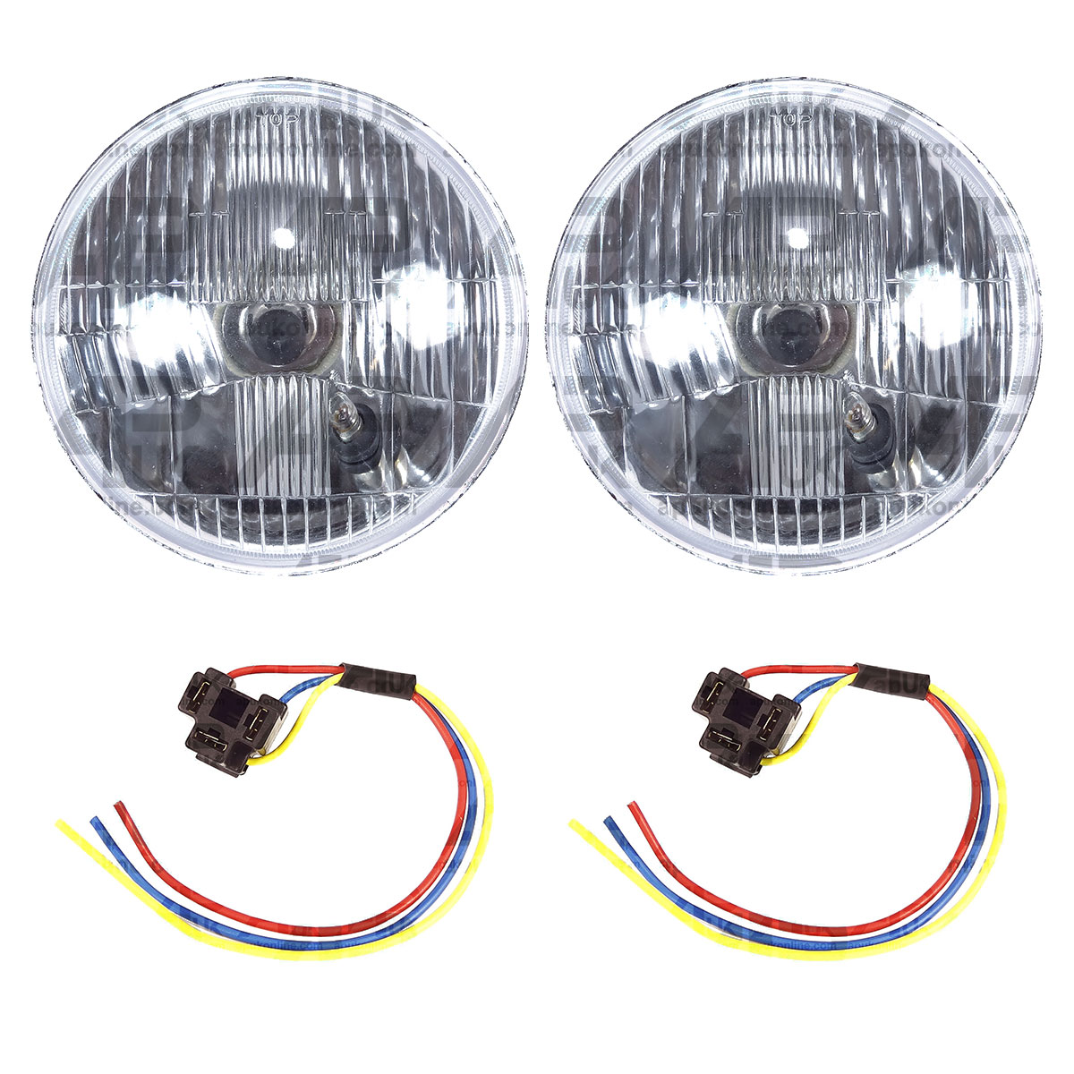 2x Universal 5 3/4&quot; H4 Halogen Headlamp Headlight Conversion Set &amp; Bulbs Plugs