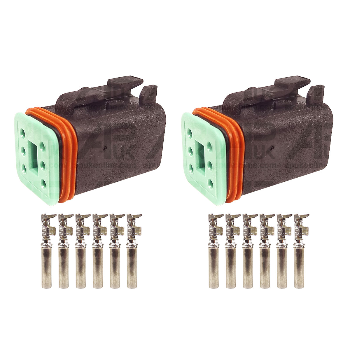 2x 6 Pin Headlamp Headlight Light Wire Plug Socket &amp; Crimps Female for JCB