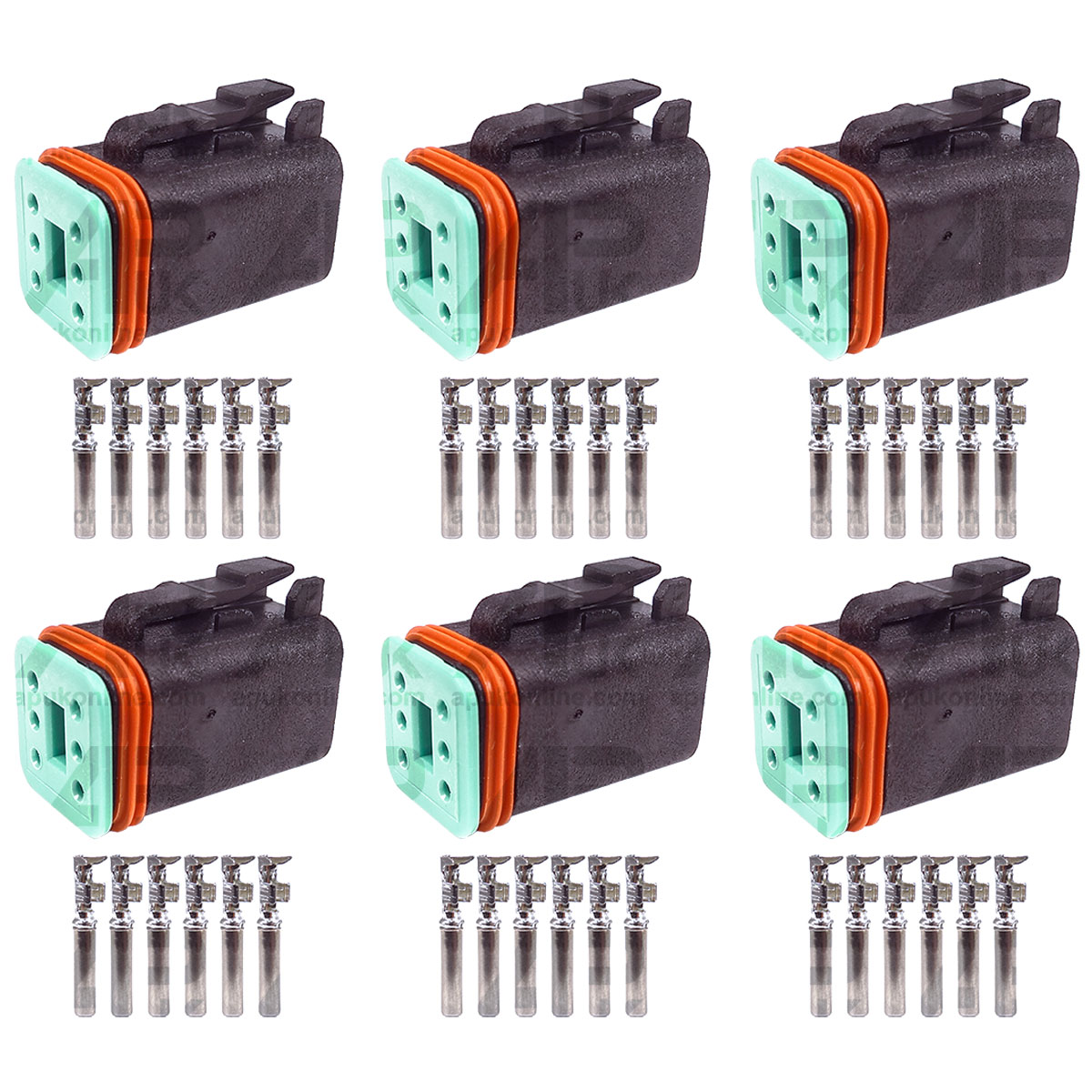 6x 6 Pin Headlamp Headlight Light wire Plug Socket &amp; Crimps Female for JCB