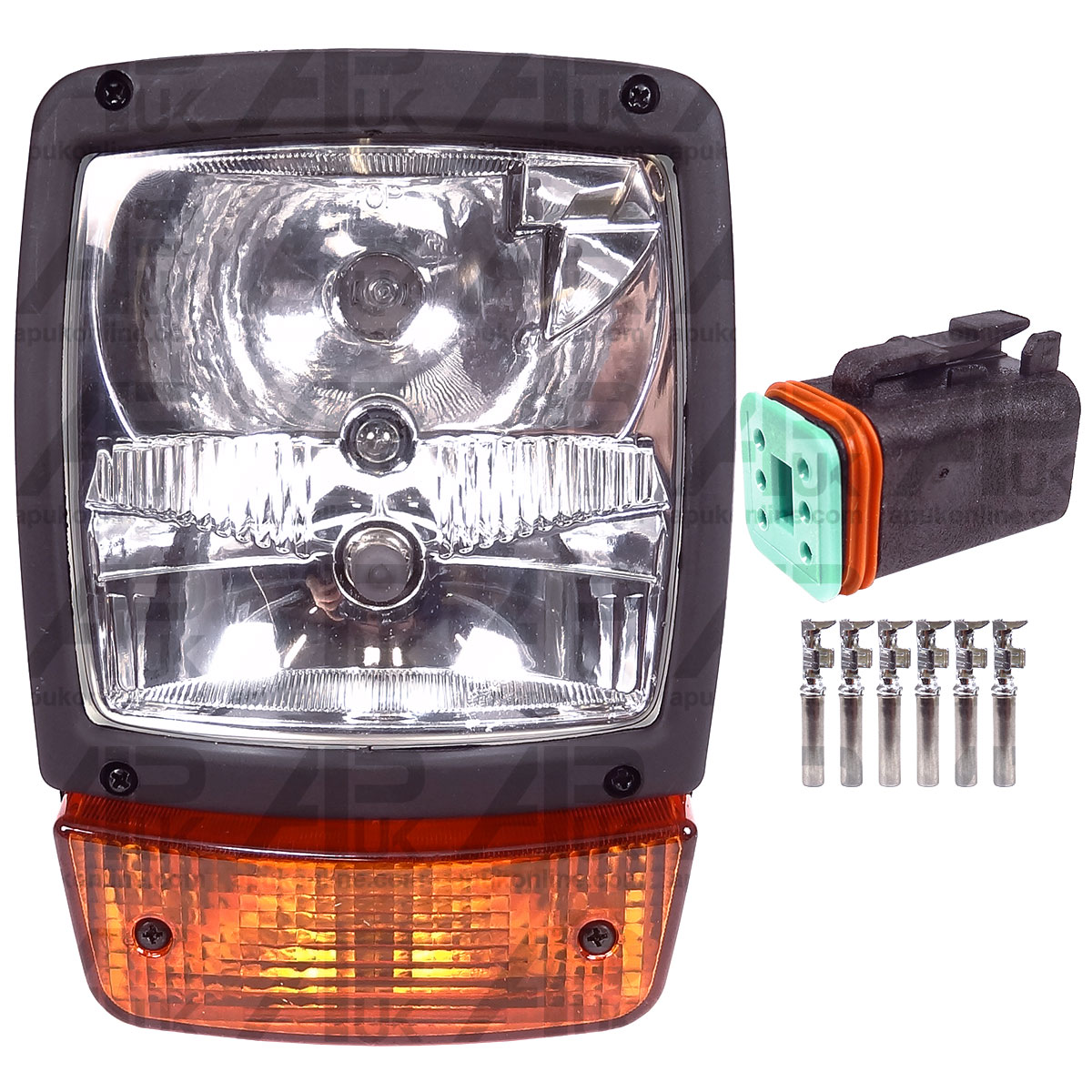 Cab Headlight Head Light Headlamp &amp; Male Plug for JCB Telehandler Loader Loadall