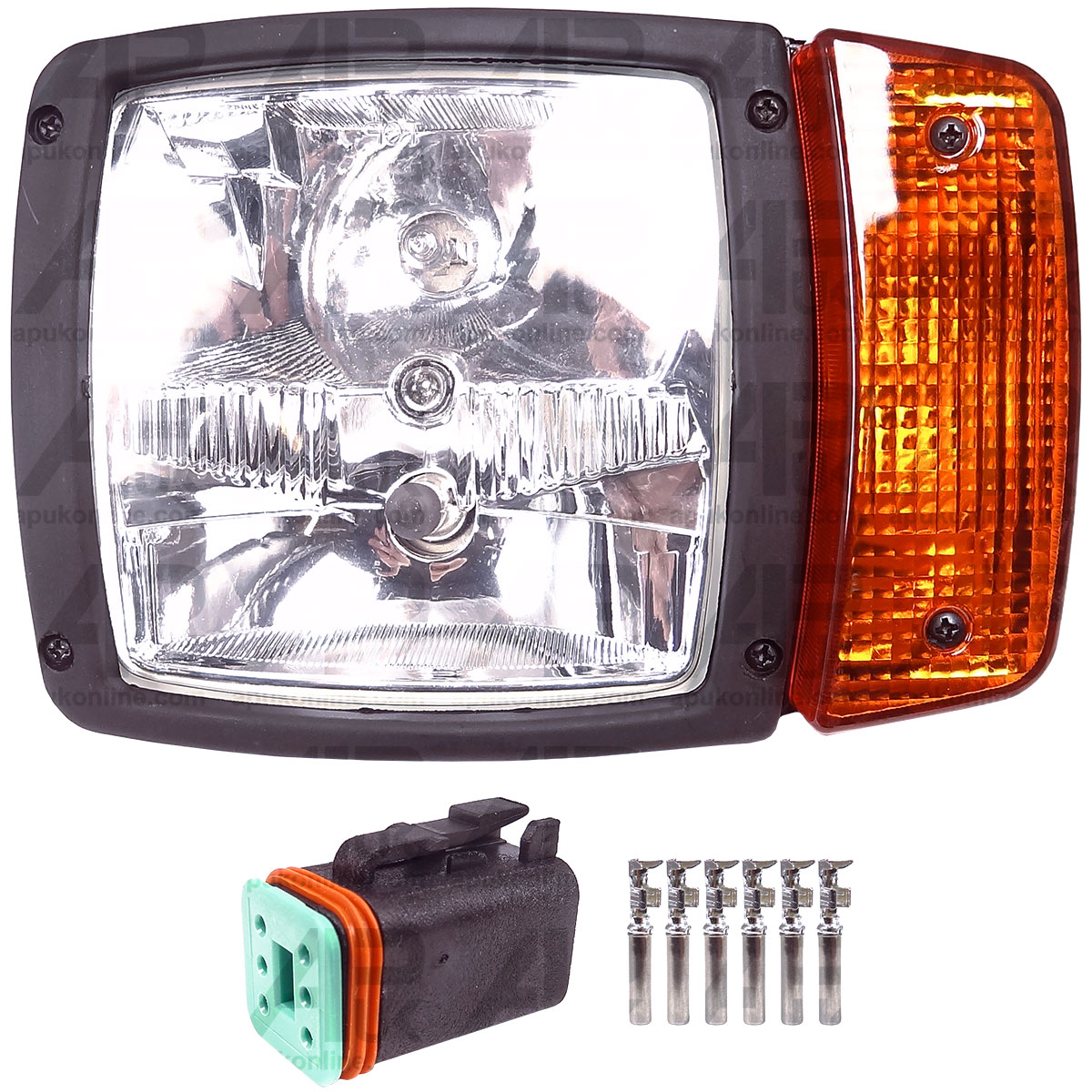 LH Left Headlight Light Headlamp &amp; Male Plug for JCB Telehandler Loader Loadall