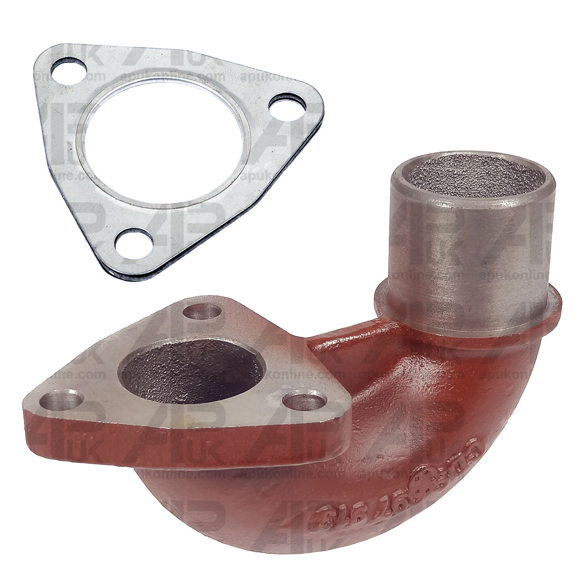 180° Exhaust Elbow &amp; Gasket Perkins 4.236 for Massey Ferguson 165 175 Tractor