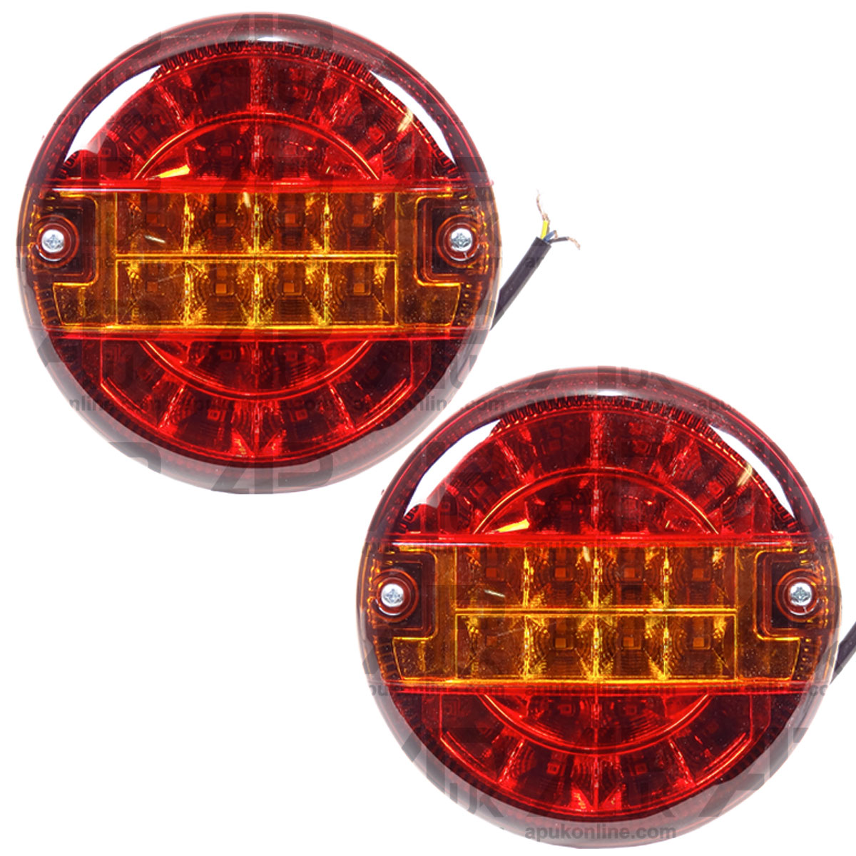 2x LED 12V 5.5&quot; Round Rear Brake Lights Lamp Tractor Trailer Stewart Mchale Bale