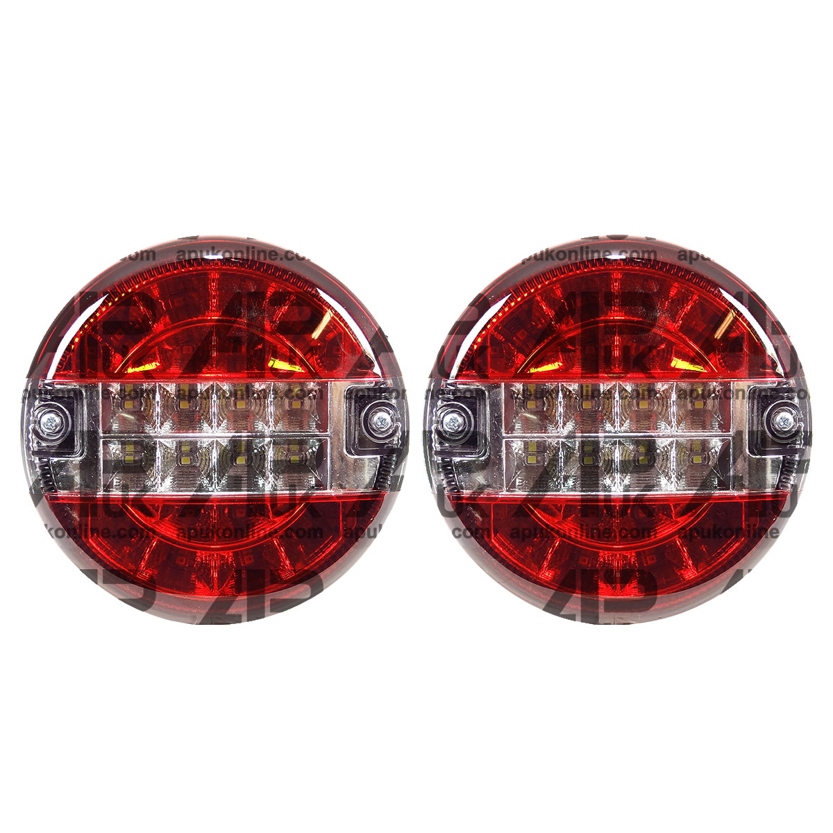 2x 12V LED Round Rear Brake Tail reverse Light Lamp Trailer Truck Lorry 3 Func