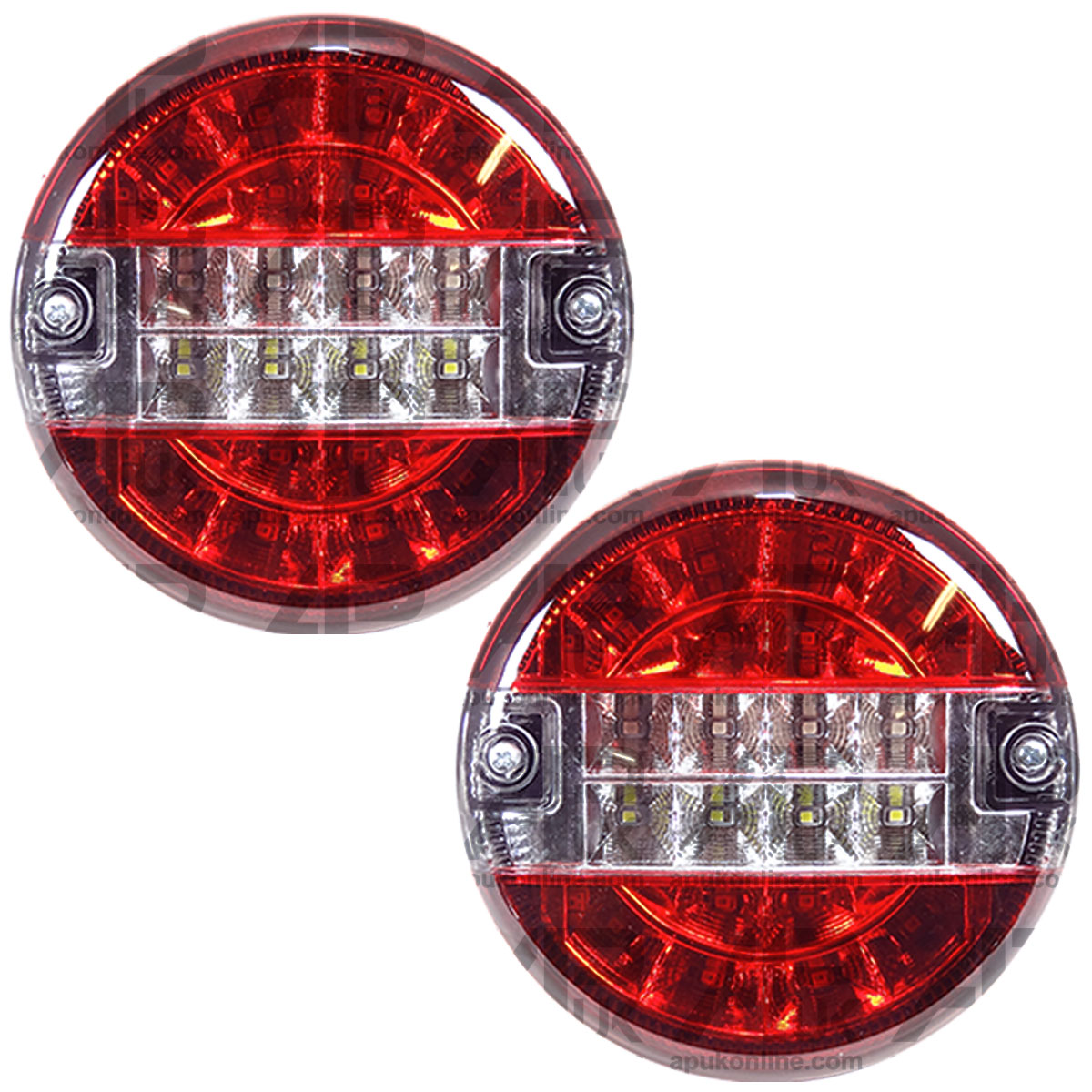 2x Slim Thin 5.5&quot; LED Rear Round Hamburger Tail Lamp Light Tractor Trailer Lorry