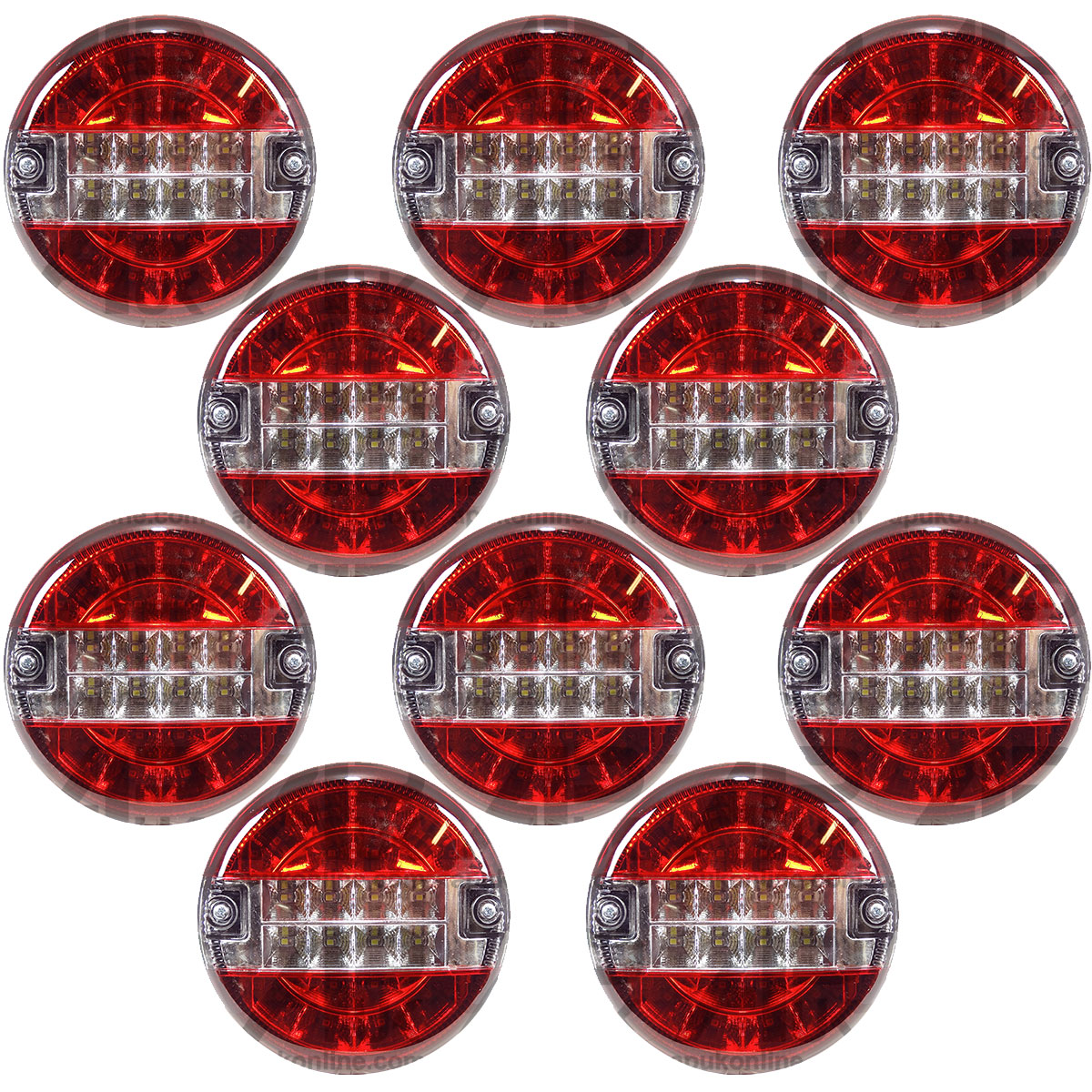 10x LED 12V Round Rear Brake Tail reverse Lights Lamps Trailer Truck Lorry