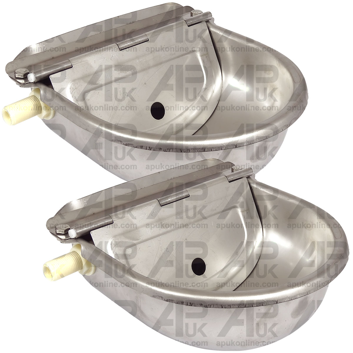 2x Stainless Water Trough Bowl Dispenser Drinking Drinker Cattle Chicken Donkey