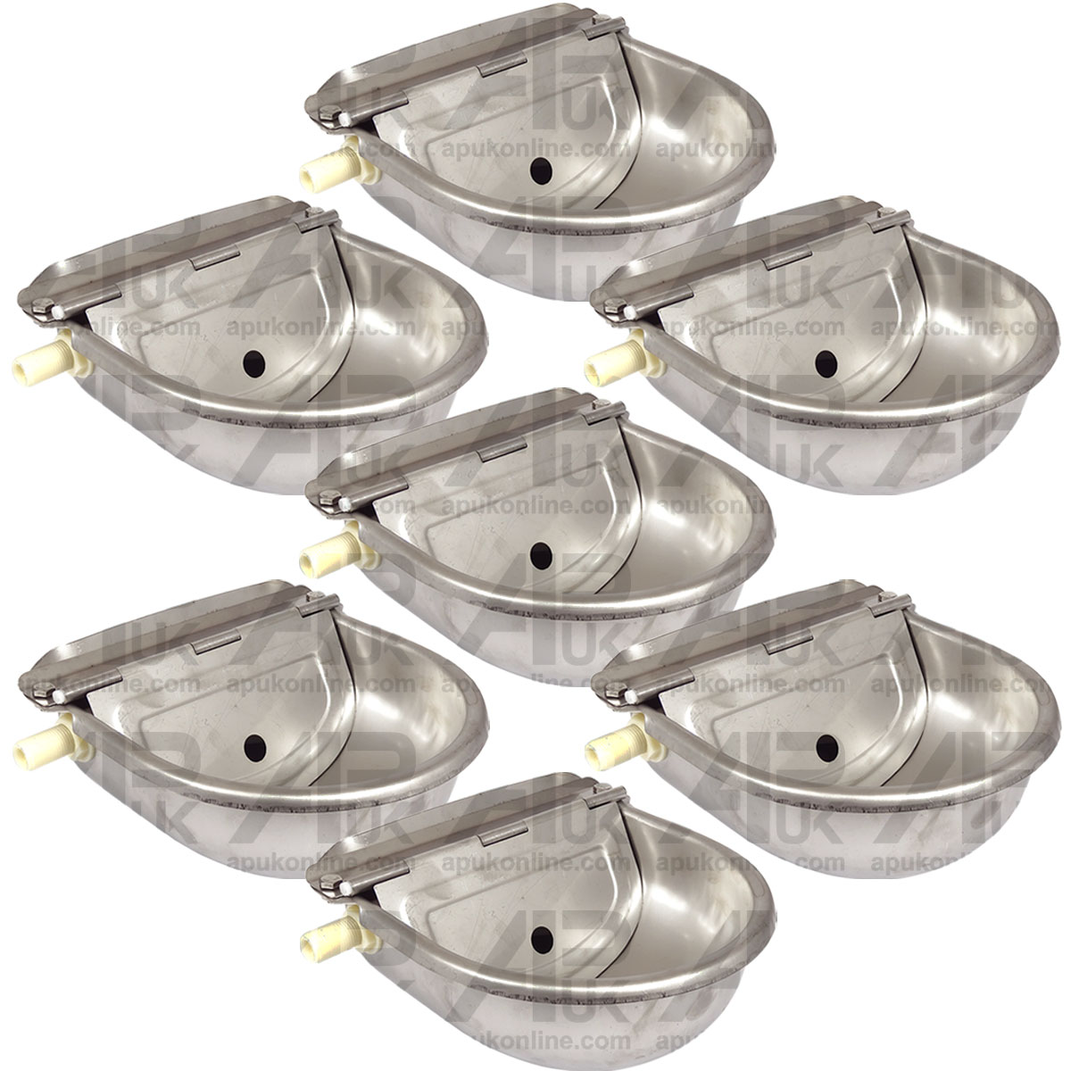 7x Stainless Water Trough Bowl Fountain Drinking Drinker Cattle Chicken Donkey