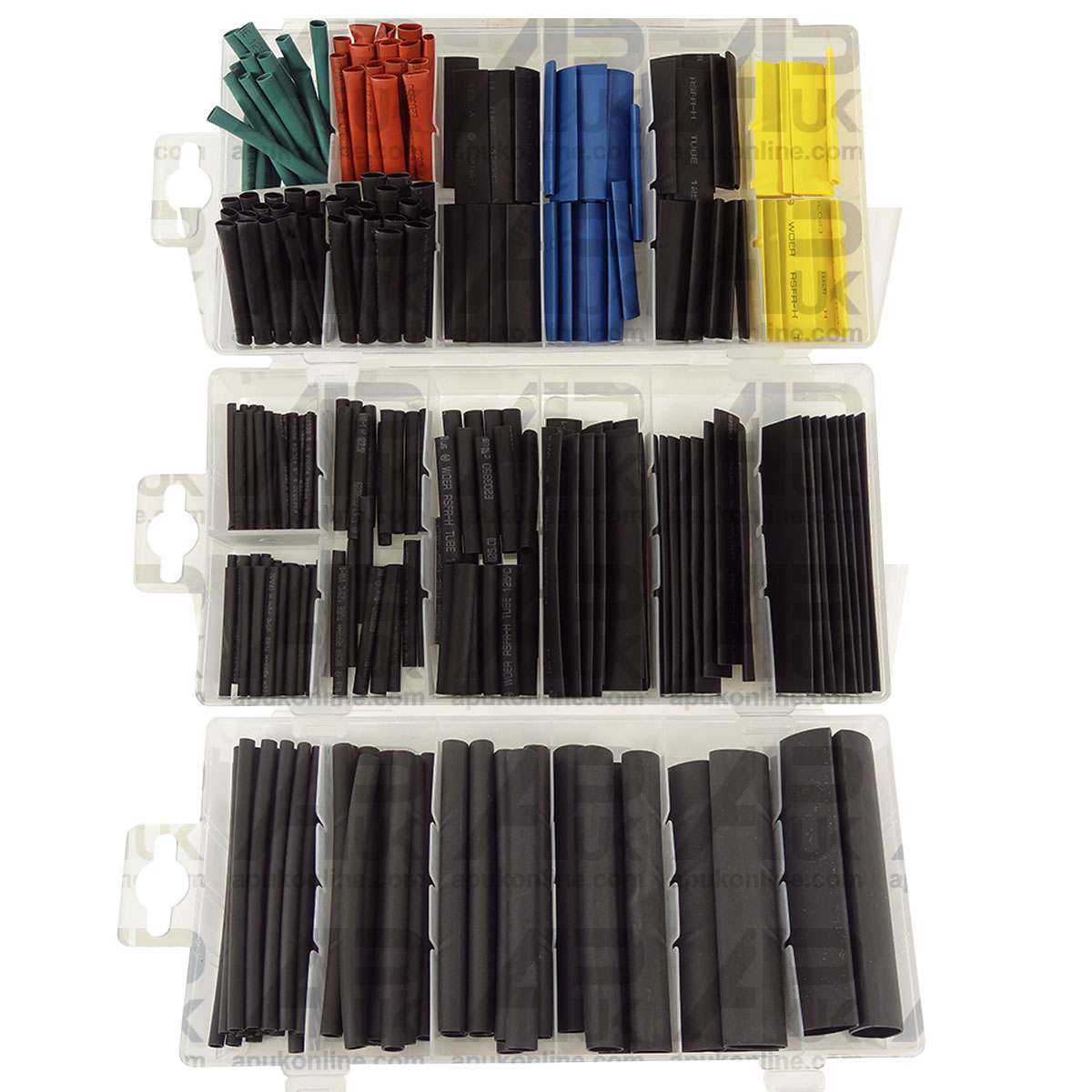 289pc Mixed Wire Cable Heat Shrink Tube Tubing Small Large Coloured &amp; black kit