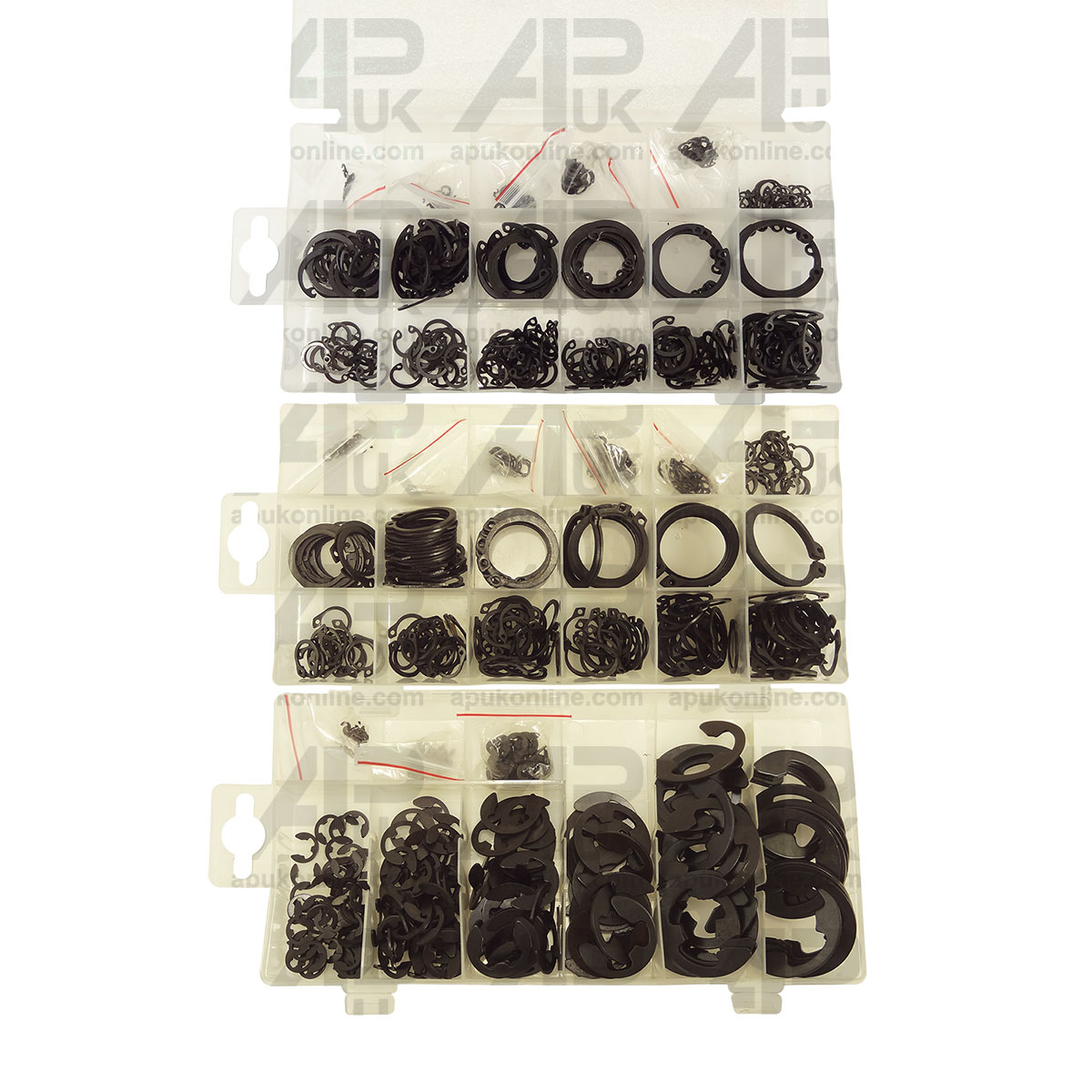 900pc Internal External Circlips &amp; E Clips Snap Ring Retaining Assortment Boxed