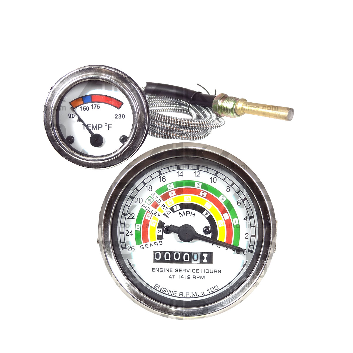 Tractormeter Tachometer ACW &amp; Water Temperature Gauge for Fordson Dexta Tractor