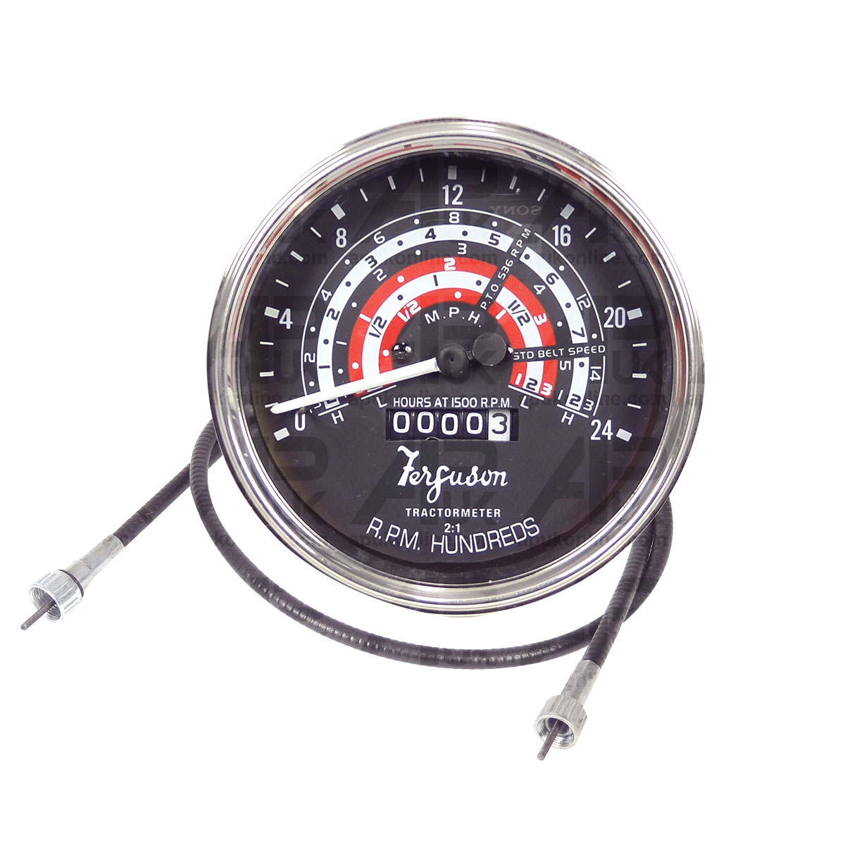 Tachometer Rev Counter 4 Cyl 23C & Drive Cable for Massey Ferguson 835 Tractor