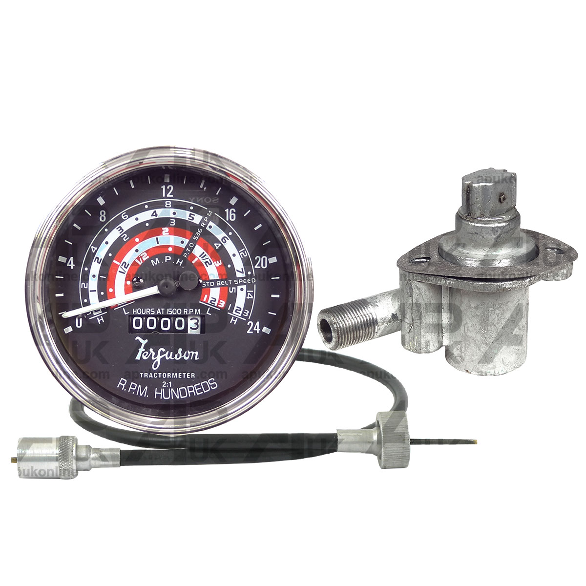 Tachometer &amp; Tacho Angle Drive &amp; Rev Cable for Massey Ferguson 65 4 Cyl Tractor