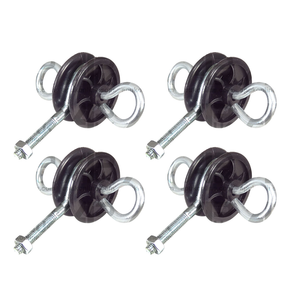 4x Two 2 way Round Electric Fence Gate Anchor Handle Insulator Hook bolt on