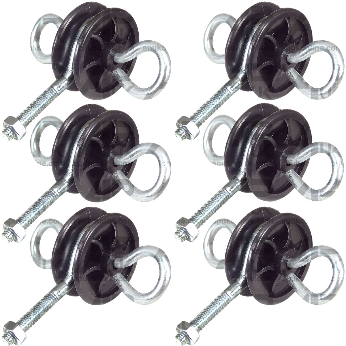 6x Two 2 way Round Electric Fence Gate Anchor Handle Insulator Hook bolt on