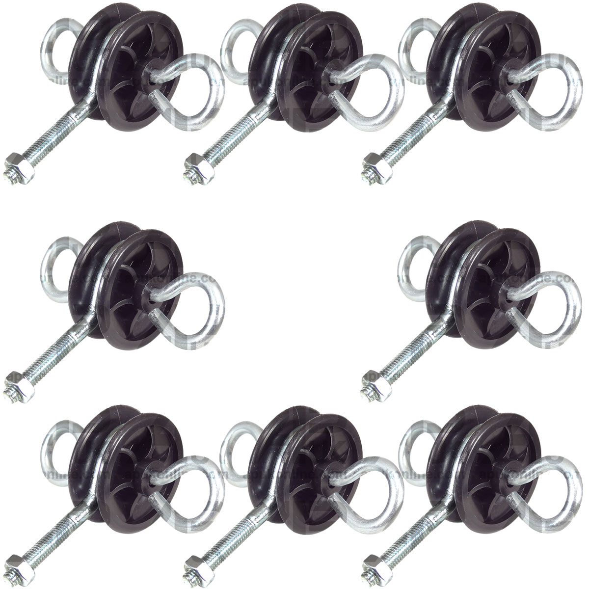 8x Two 2 way Round Electric Fence Gate Anchor Handle Insulator Hook bolt on