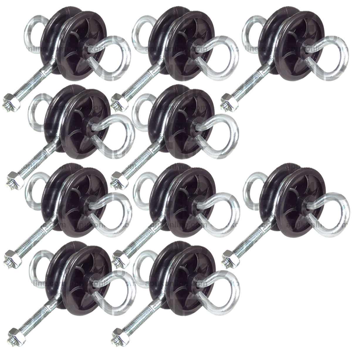 10x Two 2 way Round Electric Fence Gate Anchor Handle Insulator Hook bolt on