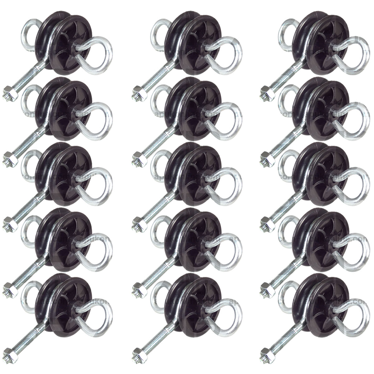 15x Two 2 way Round Electric Fence Gate Anchor Handle Insulator Hook bolt on