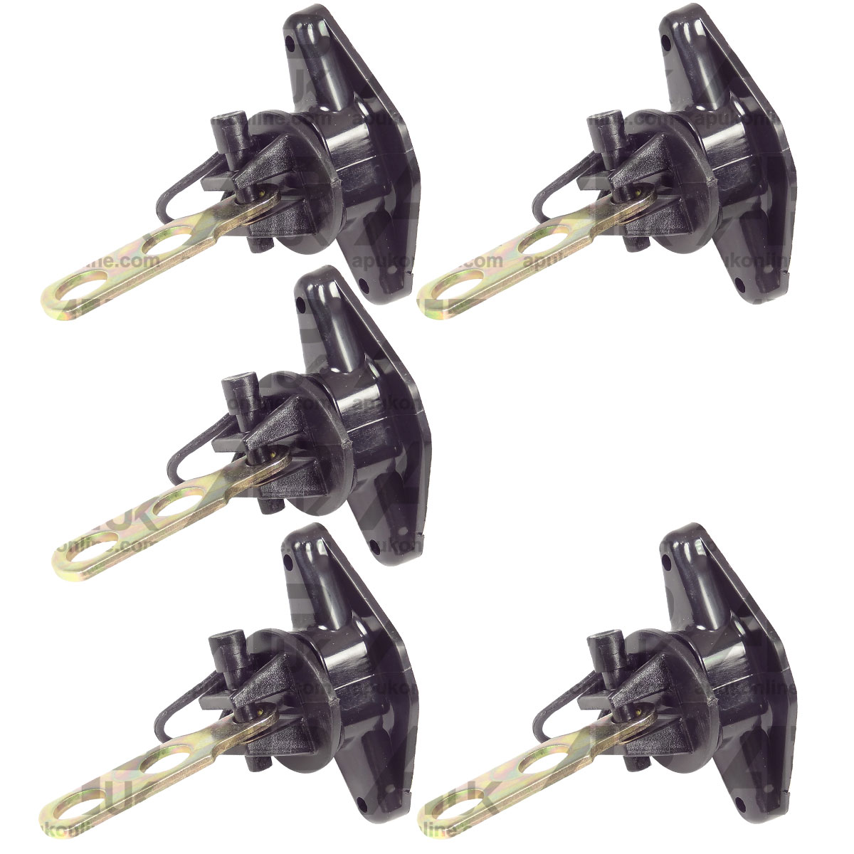 5x Two 2 way Electric Fence Tape Gate Handle Plate &amp; Pinlock Insulator Connector