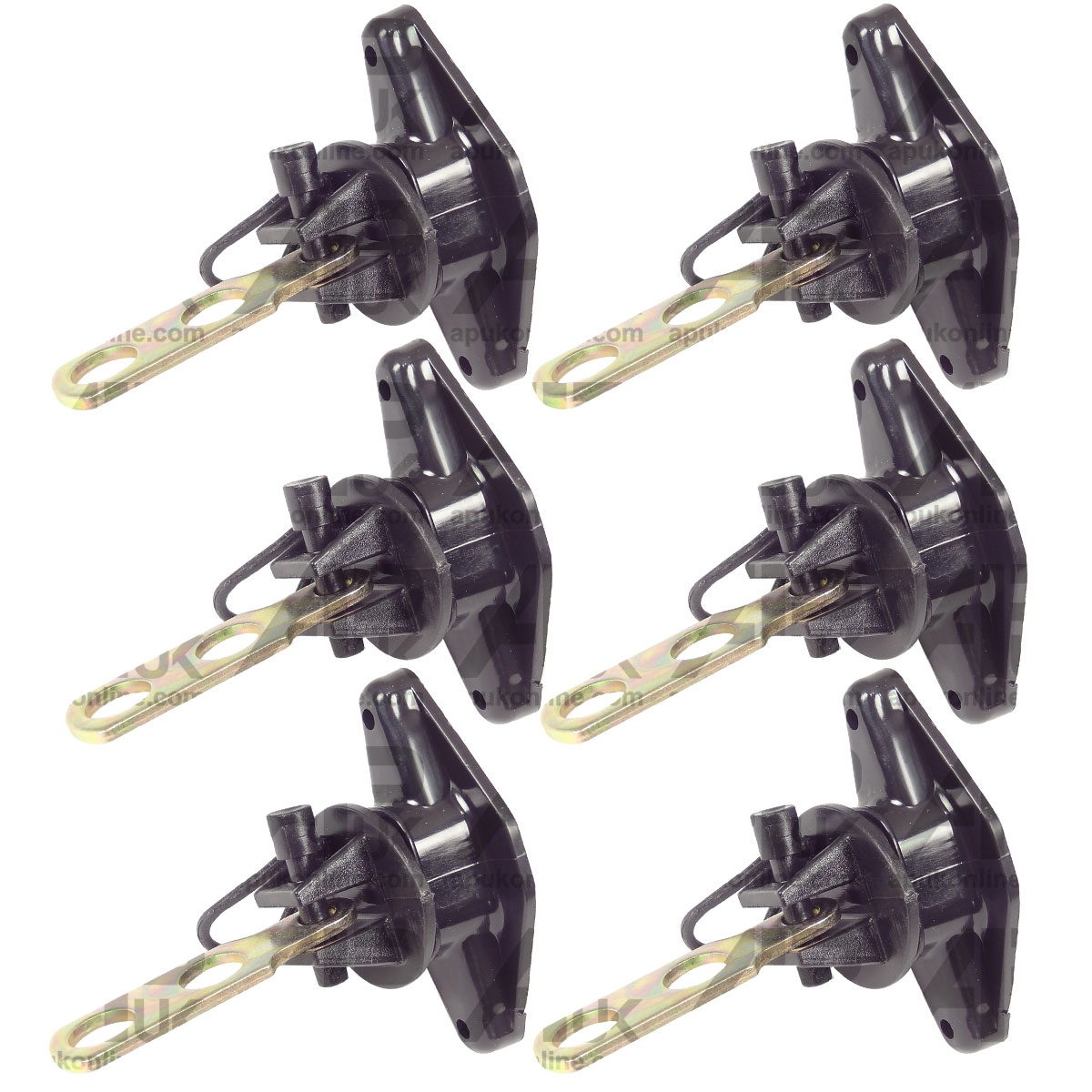 6x Two 2 way Electric Fence Tape Gate Handle Plate &amp; Pinlock Insulator Connector