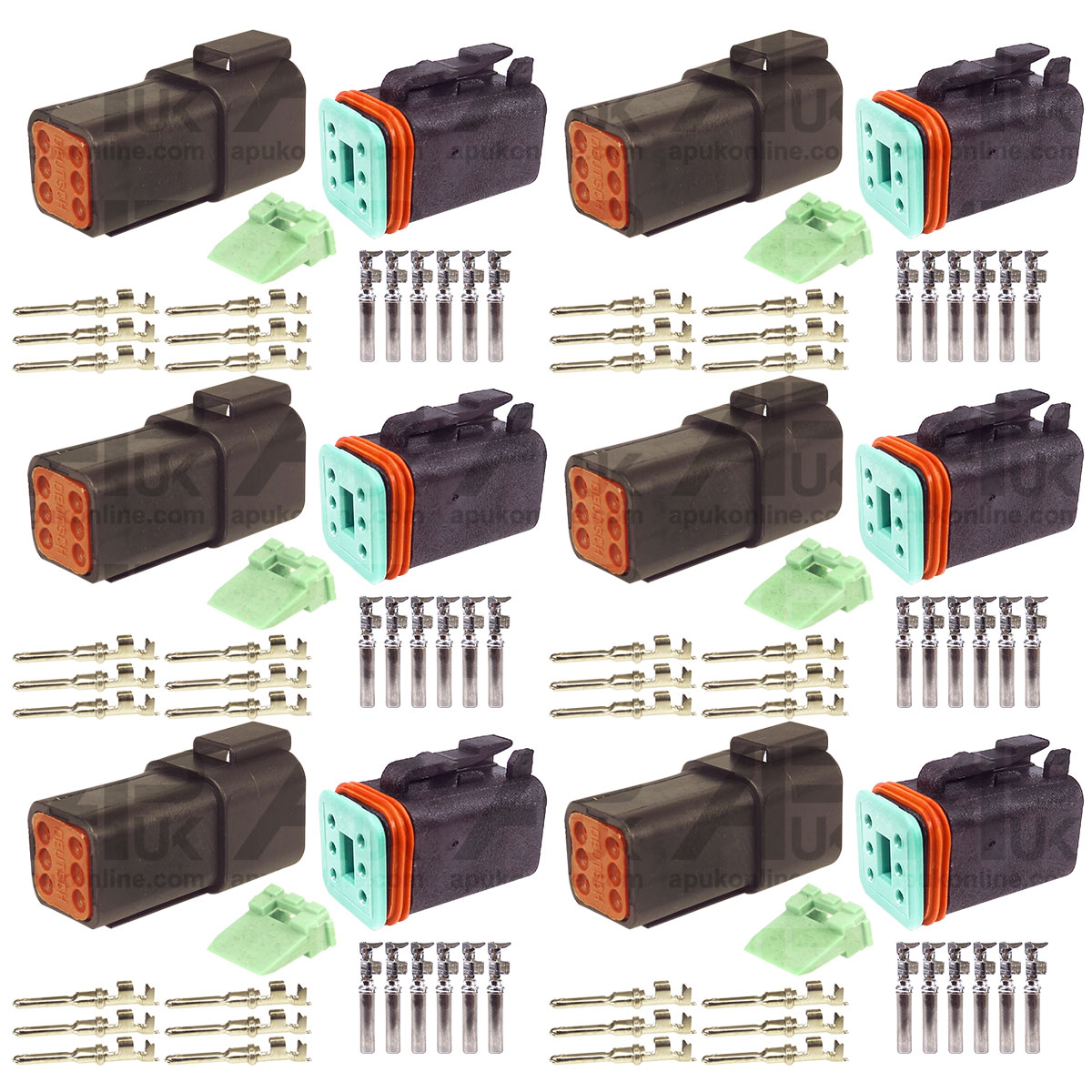 6x Deutsch Wedgelock Headlight Headlamp 6 way Pin Male &amp; Female Plug Socket Set