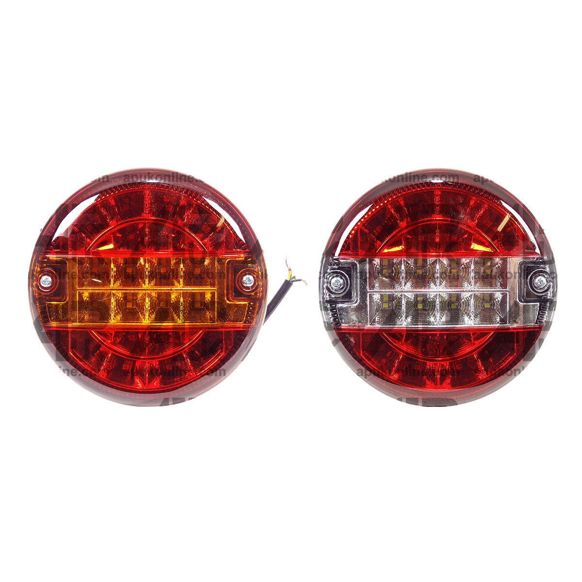 PAIR 12V LED Rear Round Stop Tail + Reverse Light JPM Marshall Joskin Trailer