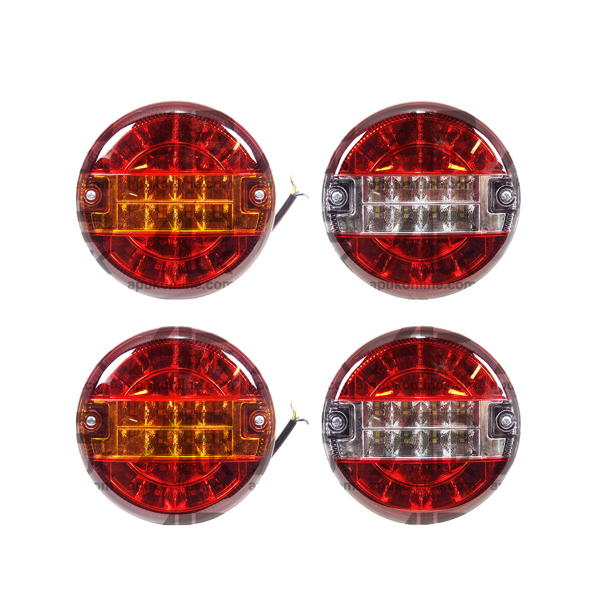 4x 12V LED Rear Round Brake Stop Tail &amp; Reverse Light Lamp Daxara Maypole Erde