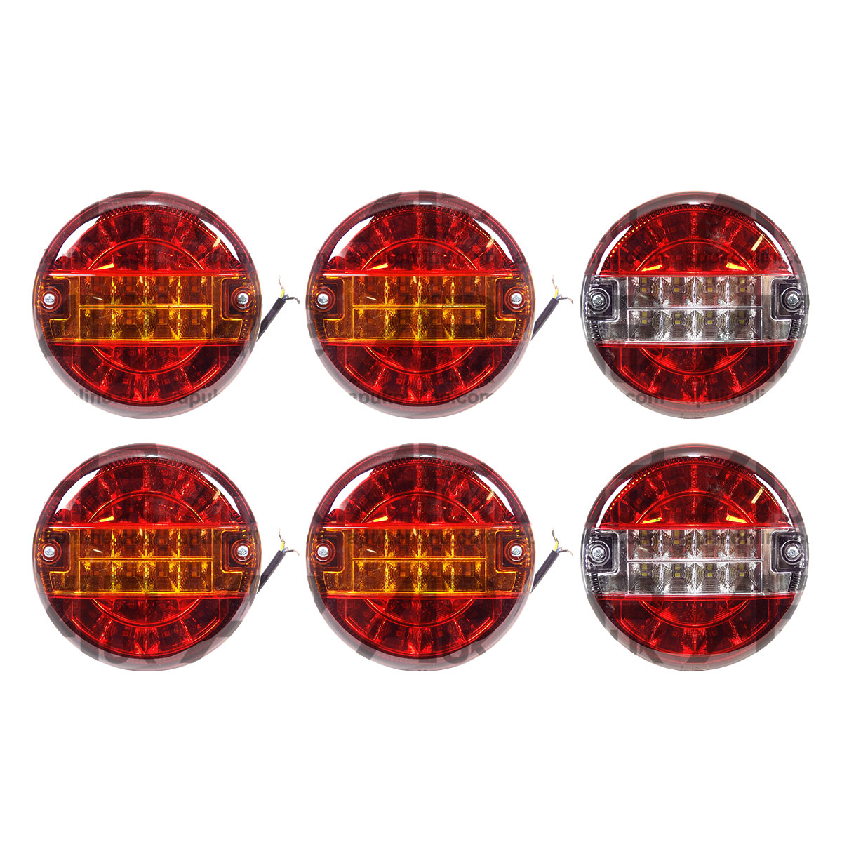 6x 12V LED Rear Round Brake Stop Tail + Reverse Light Lamp Daxara Maypole Erde