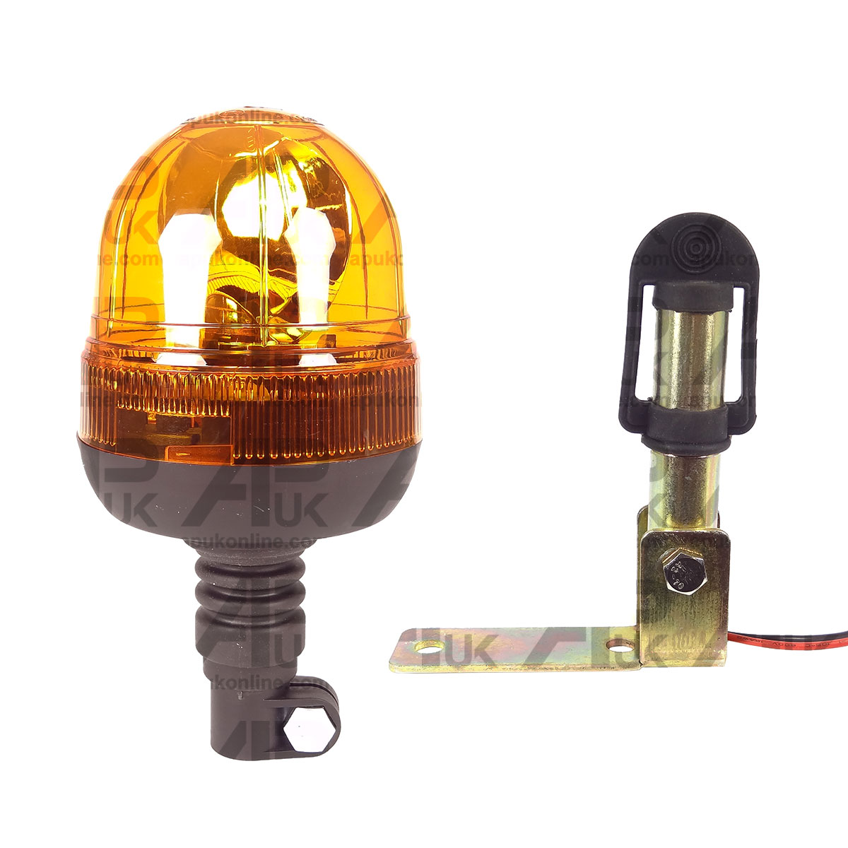 Flexible Flashing Amber Beacon Tractor Warning Light &amp; Foldable DIN Pole Mount
