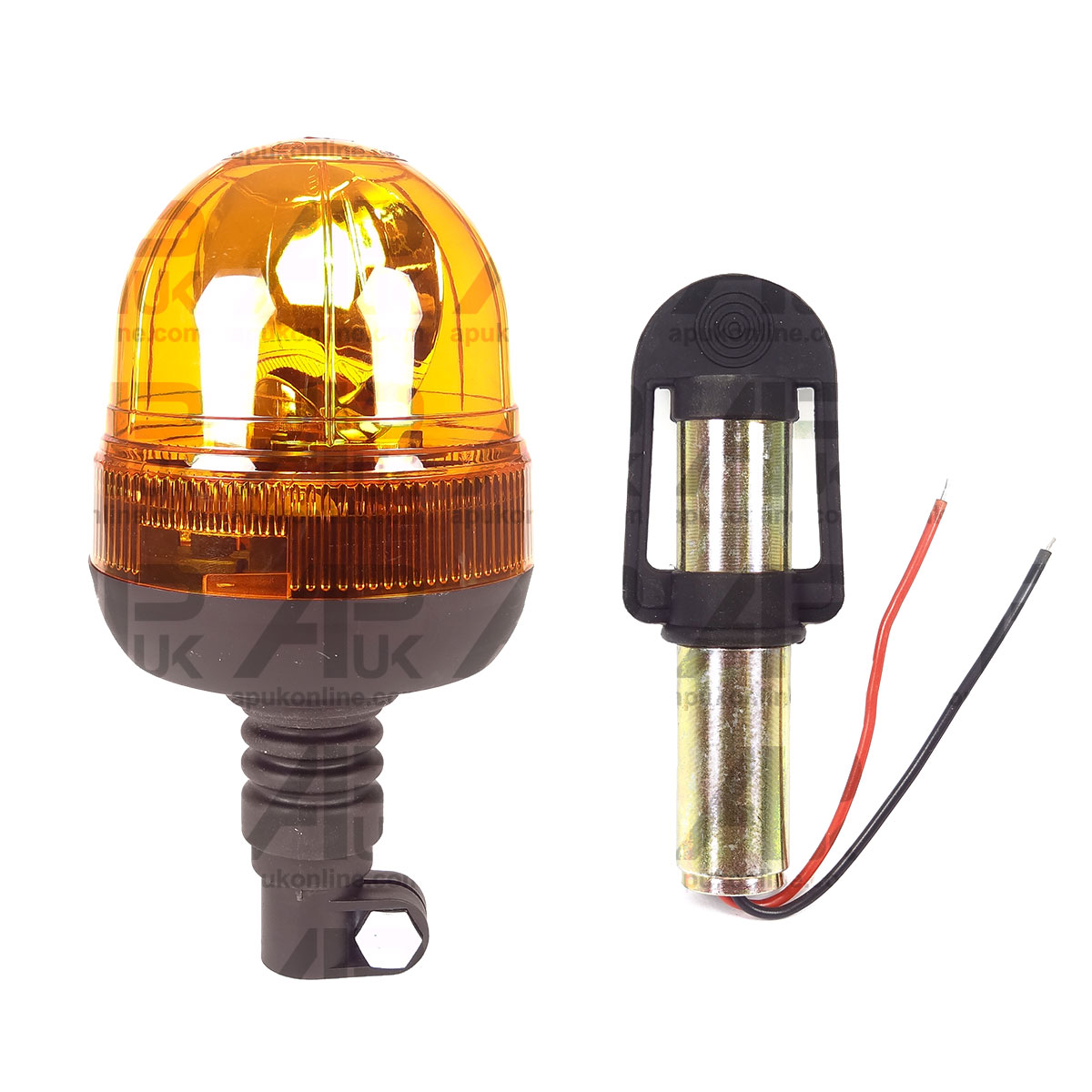 Flexible Flashing Amber Beacon Tractor Warning Light &amp; Weld on DIN Pole Mount
