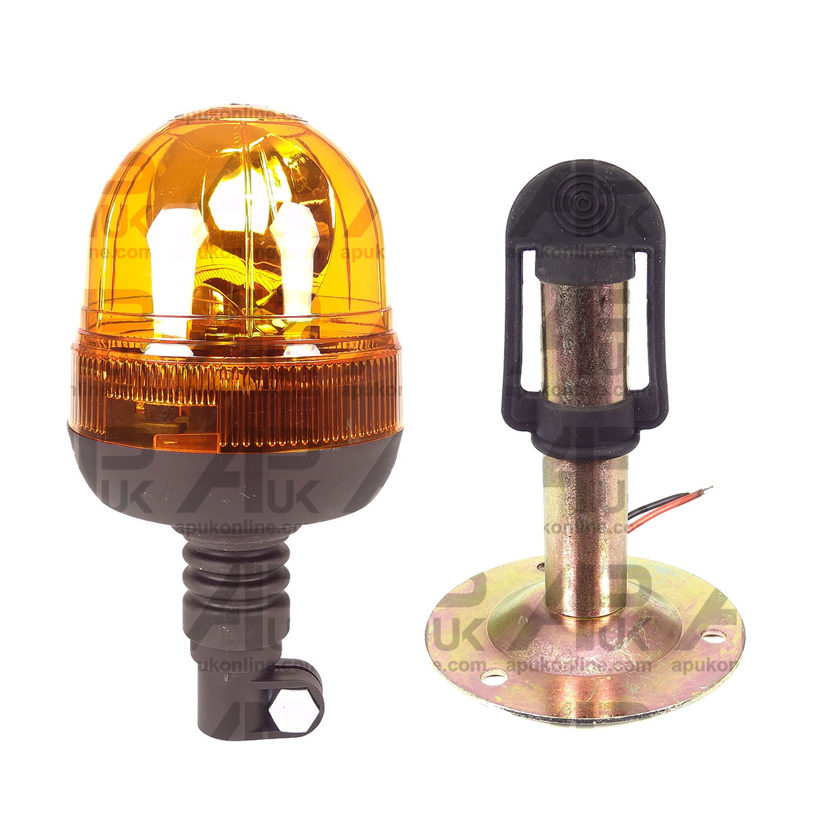Flexible Flashing Amber Beacon Tractor Warning Light &amp; Screw on DIN Pole Mount