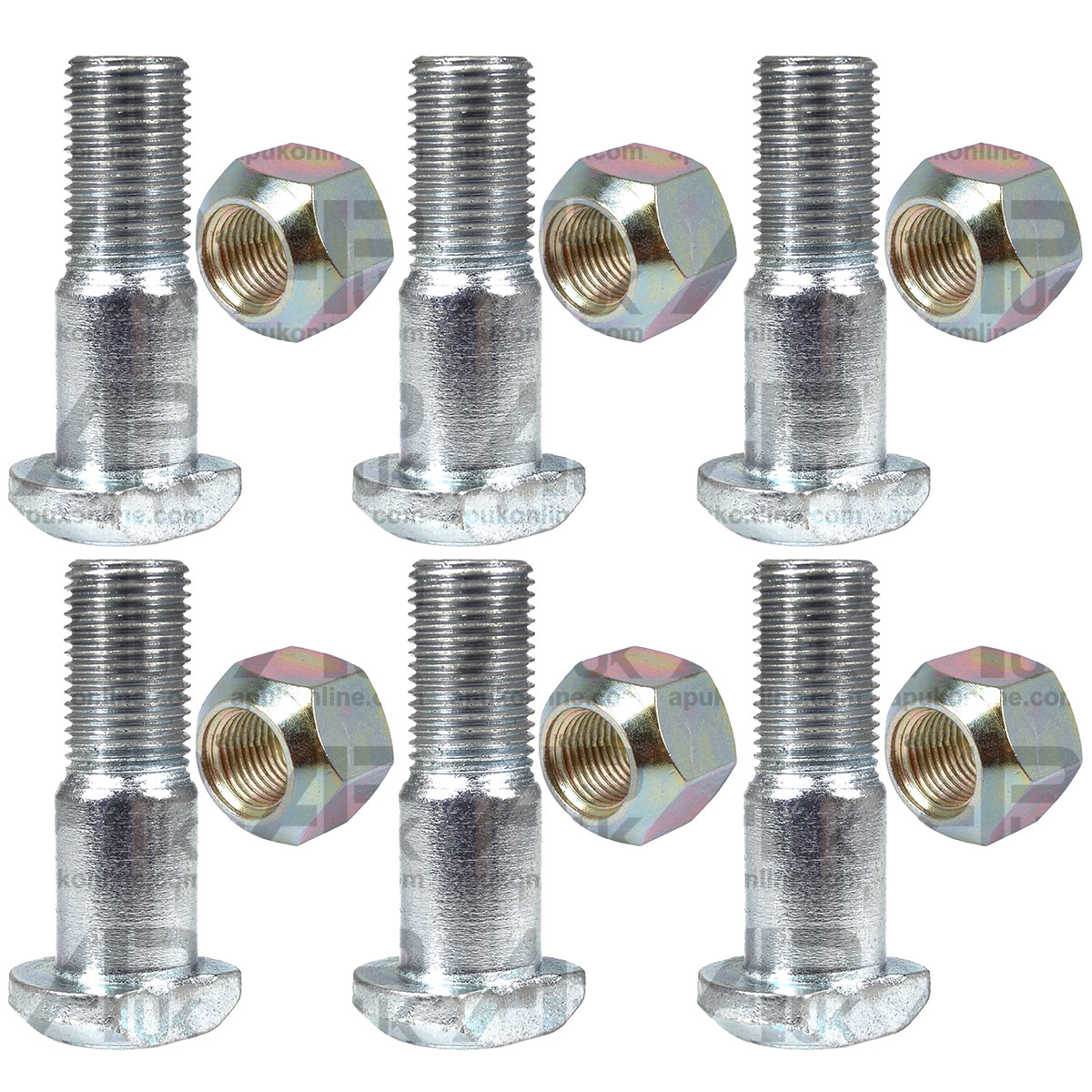 6x Front Wheel Stud Bolt &amp; Nuts 1 1/2&quot; UNF for Fordson Major Power Super Tractor