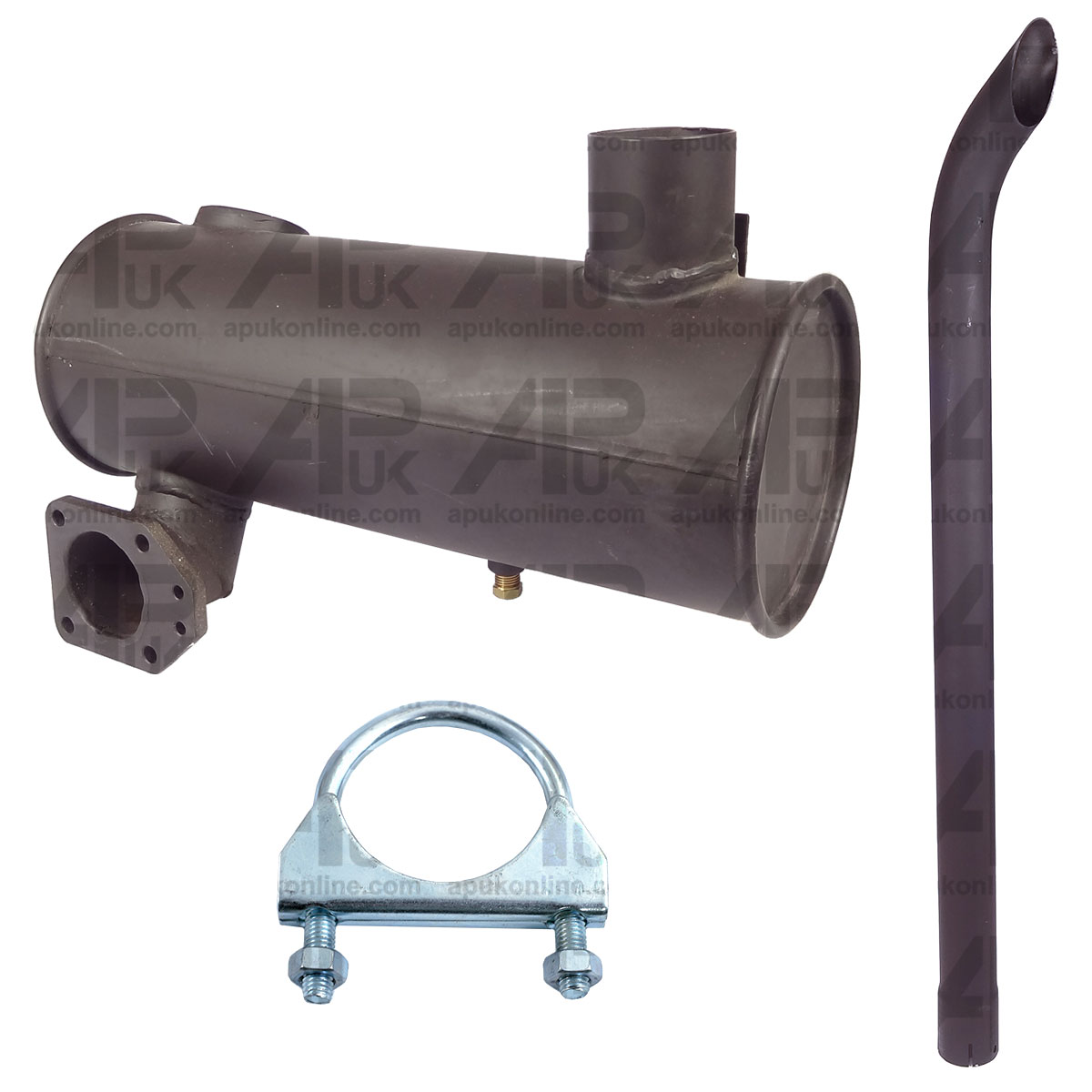 Underhood Exhaust Box &amp; Silencer Pipe &amp; Clamp 70mm for Massey Ferguson Tractor