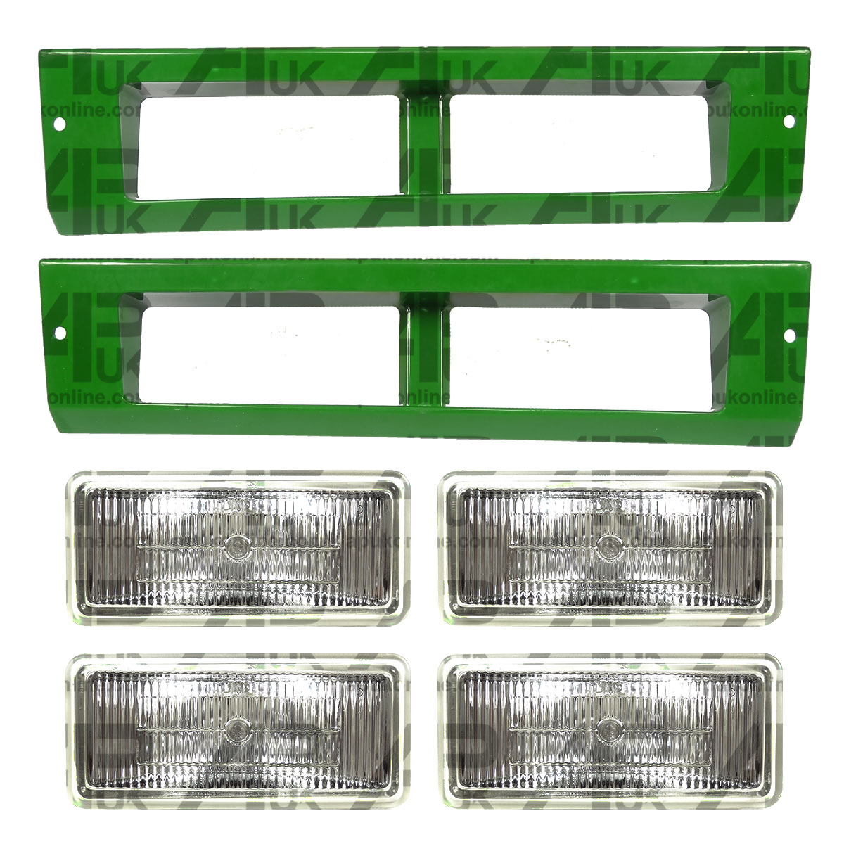 Roof Lamp Surround Bezel LH &amp; RH &amp; Work Lights Kit for John Deere 6010 Tractor