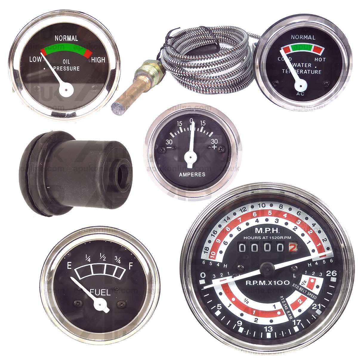 Tachometer Water Oil Fuel Dash Panel Gauge Set for Massey Ferguson 135 Tractor