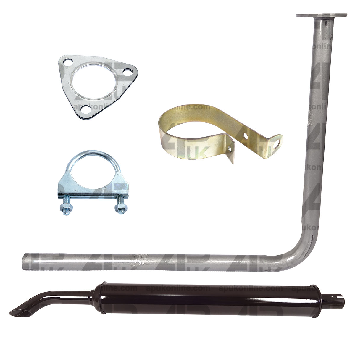 Underslung Downswept Exhaust Silencer Black Kit for Massey Ferguson 35 Tractor