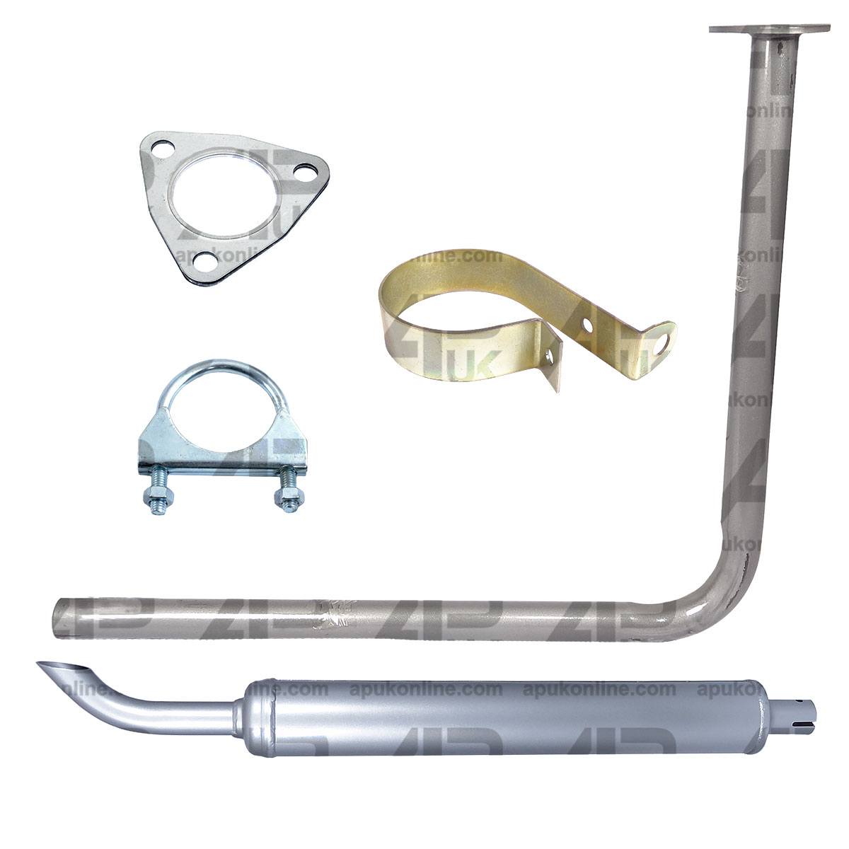 Underslung Downswept Exhaust Silencer Silver Kit for Massey Ferguson 35 Tractor