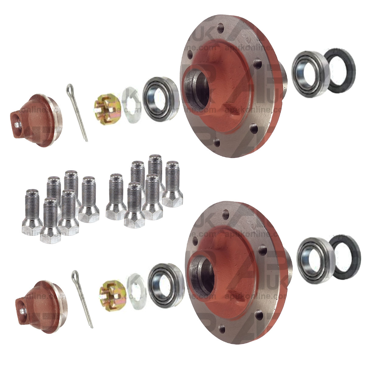 2x Front Wheel Hub Bearing Stud Kit for Massey Ferguson 20D 35 65 135 Tractor