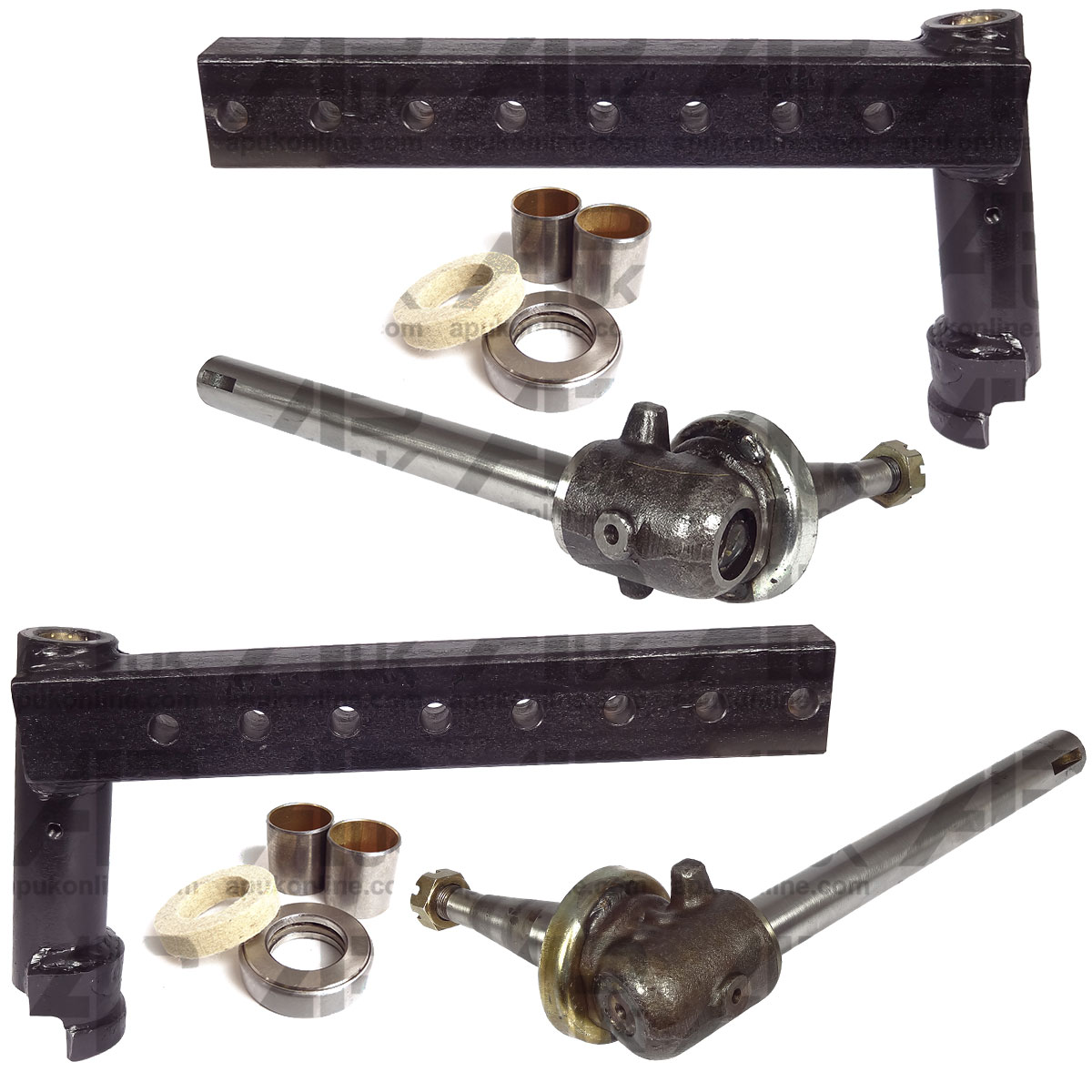 Pair Front Axle Spindle, Arm &amp; Bush Kit for Massey Ferguson 240 250 2135 Tractor