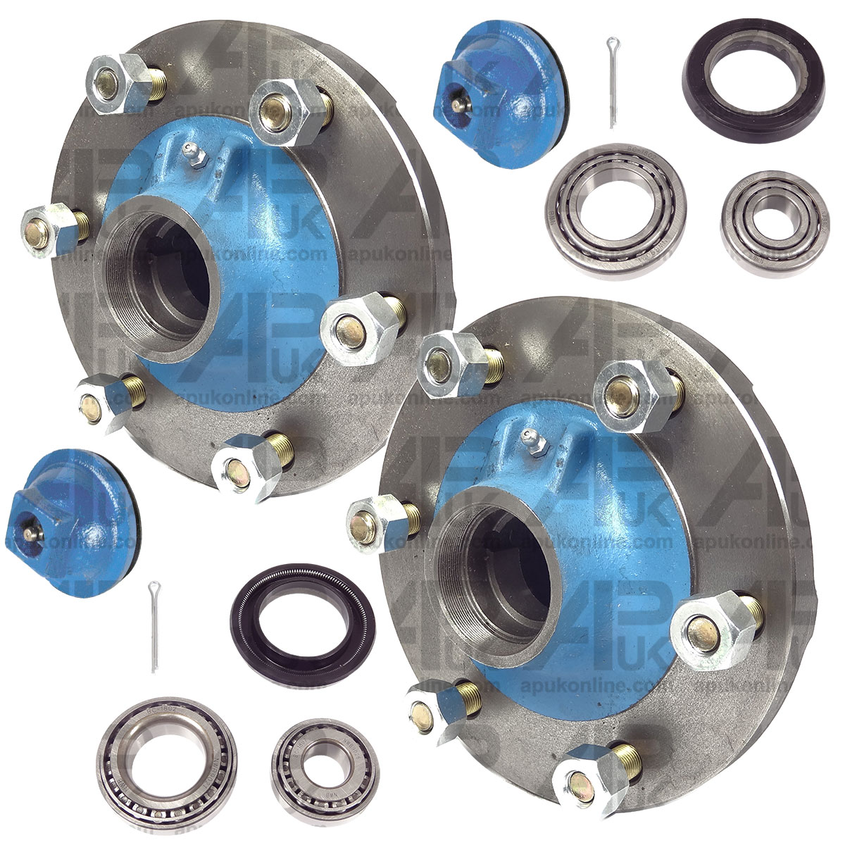 2x Front Wheel Hub &amp; Bearing Kit for Ford New Holland 4110 4600 4610 Tractor