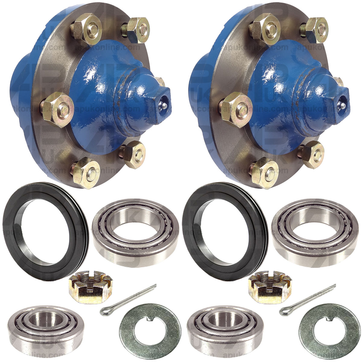 2x Front Wheel Hubs &amp; Bearing Kit for Ford New Holland TS 80 90 100 110 Tractor