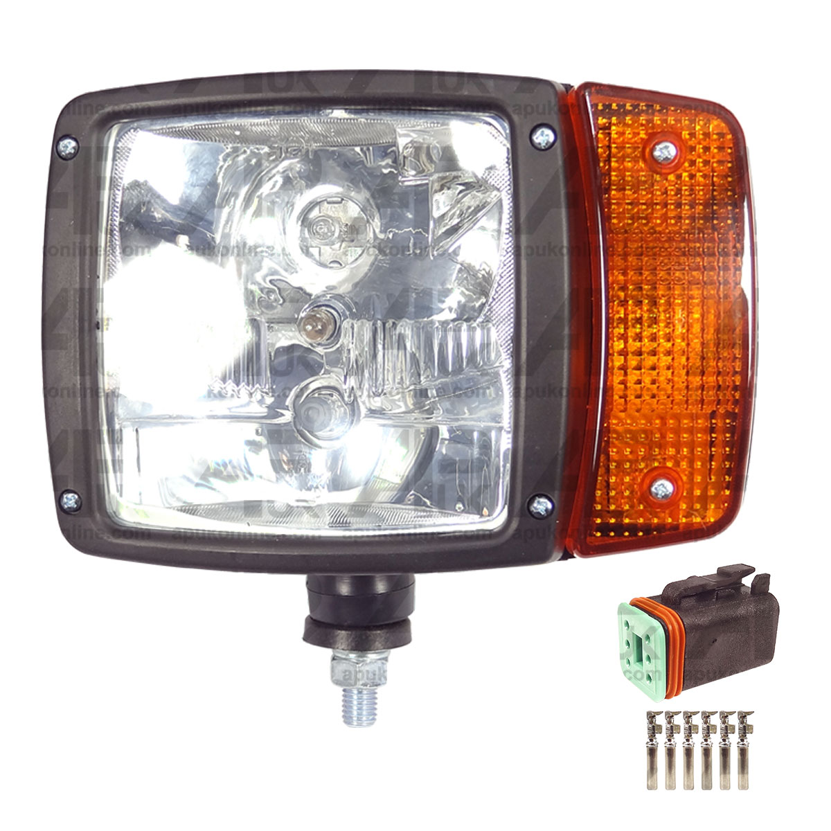 LH Head Light Lamp &amp; Plug for JCB Loadall Telehandler Telescopic Forklift