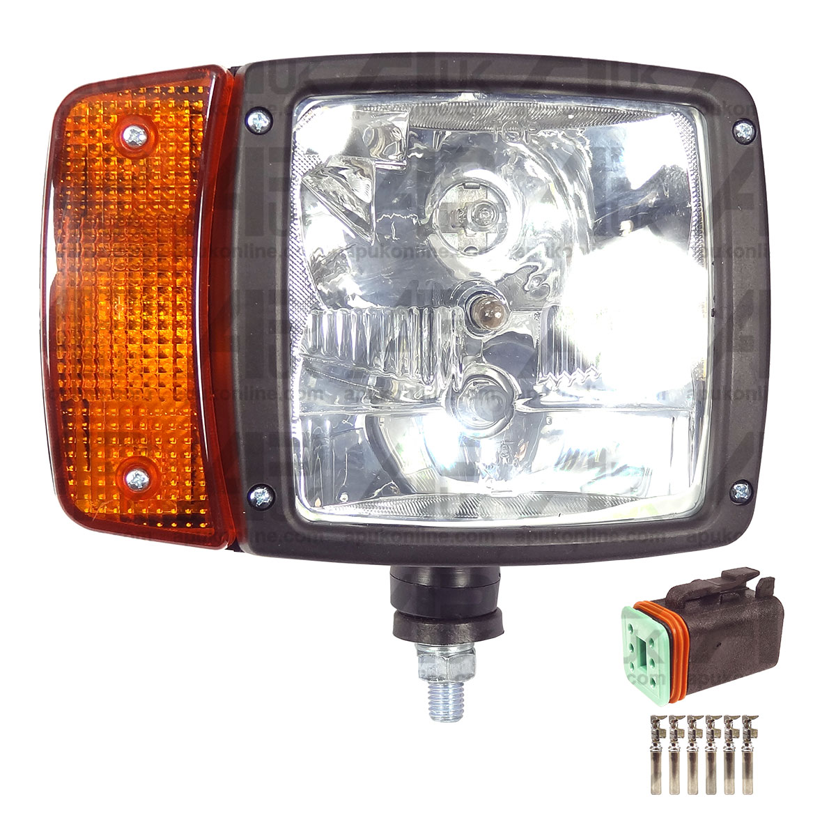 RH Head Light Lamp &amp; Plug for JCB John Deere 3400 3415 3420 Telehandler