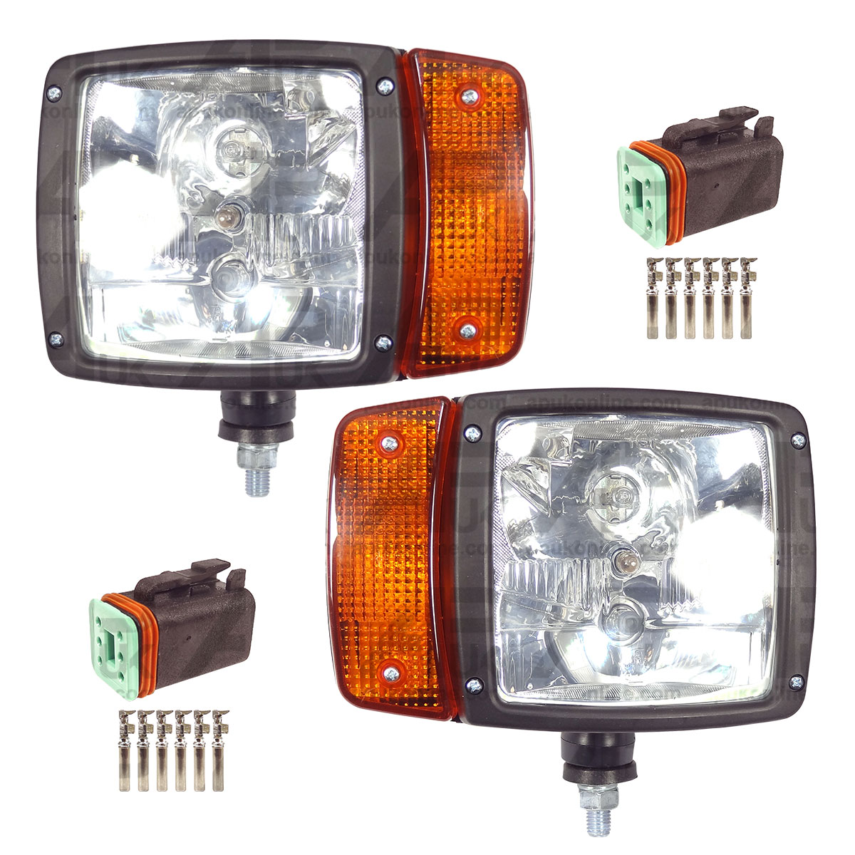 2x Head Light Lamp &amp; Plug for Manitou MT 625 731 932 1235ST MT1335 Telehandler