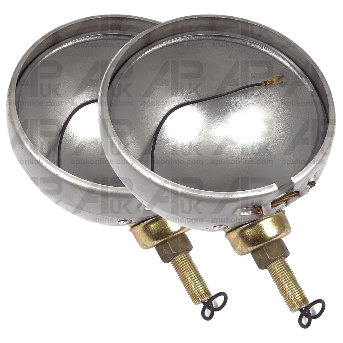 Pair Universal Steel Headlight Lamp Housing Silver 5 3/4&quot; 5.75 Inch Tractor Bike