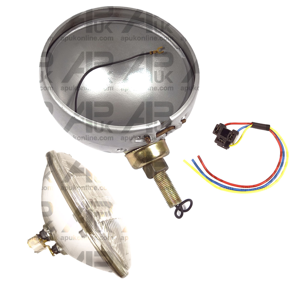 Universal Steel Headlight Lamp Housing, Sealed Unit &amp; Plug 5 3/4&quot; for Tractor